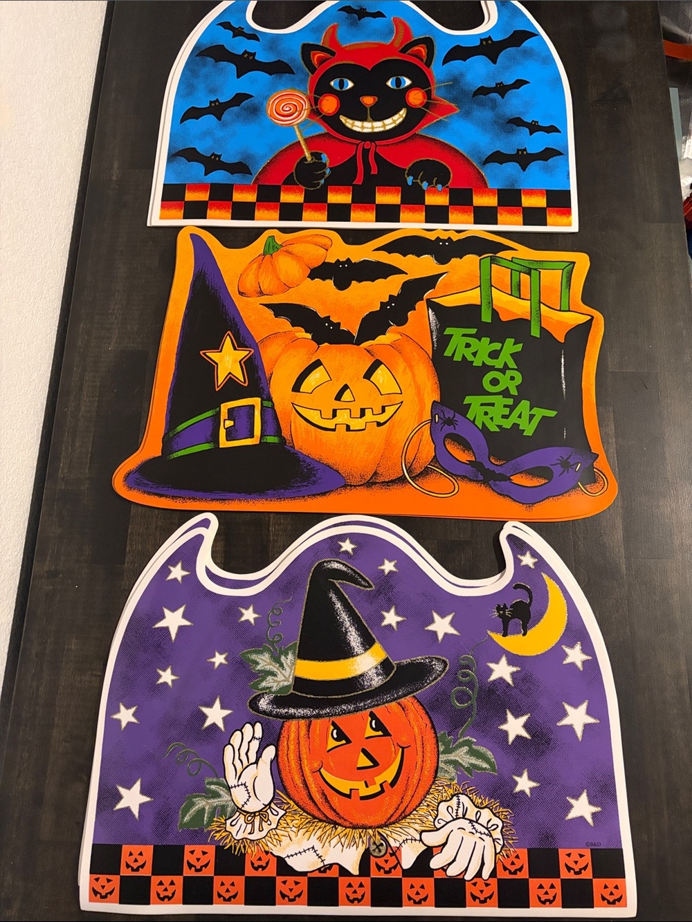 Vintage Halloween Themed Place Mats Lot of Six